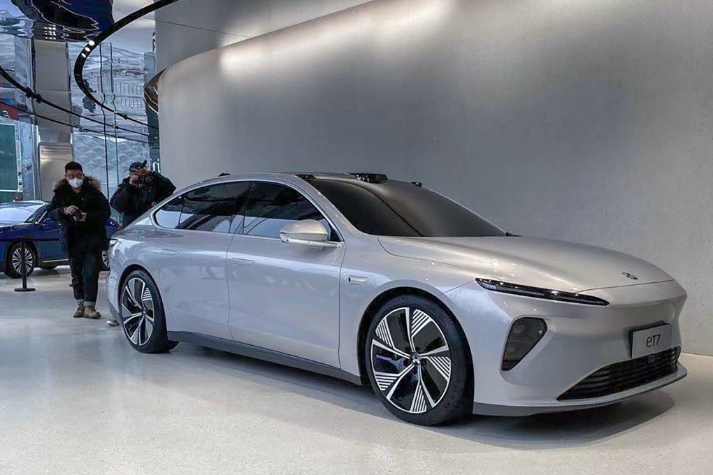 The latest ET7 on display at NIO House on Tianfu Avenue in Chengdu, China on January 9, 2021. Photo: Daniel Ren