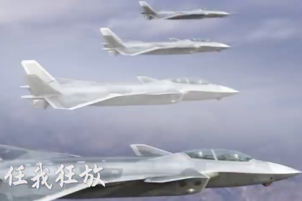 A video marking 10 years since the J-20’s first flight shows four computer-generated twin-seaters flying in formation. Photo: Bilibili