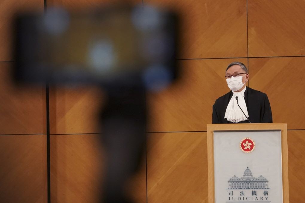 Andrew Cheung, Hong Kong’s new chief justice, takes questions from the media after he officially opened the 2021 judicial year. Photo: Felix Wong