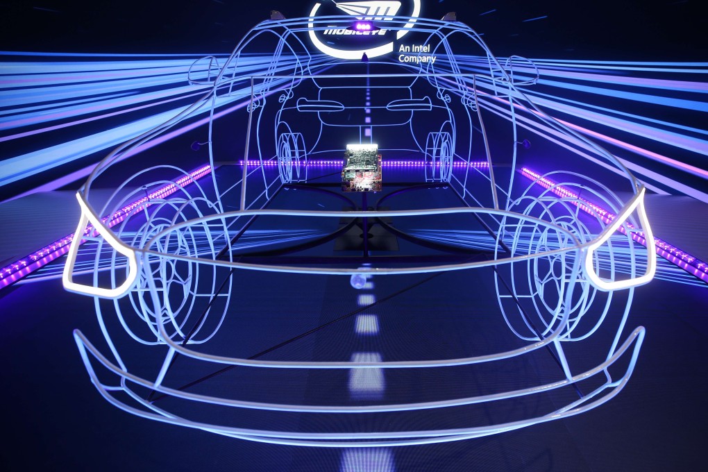 A display highlights Mobileye's autonomous driving technology at CES 2020 at the Las Vegas Convention Center on January 8, 2020 in Las Vegas, Nevada. Photo: AFP