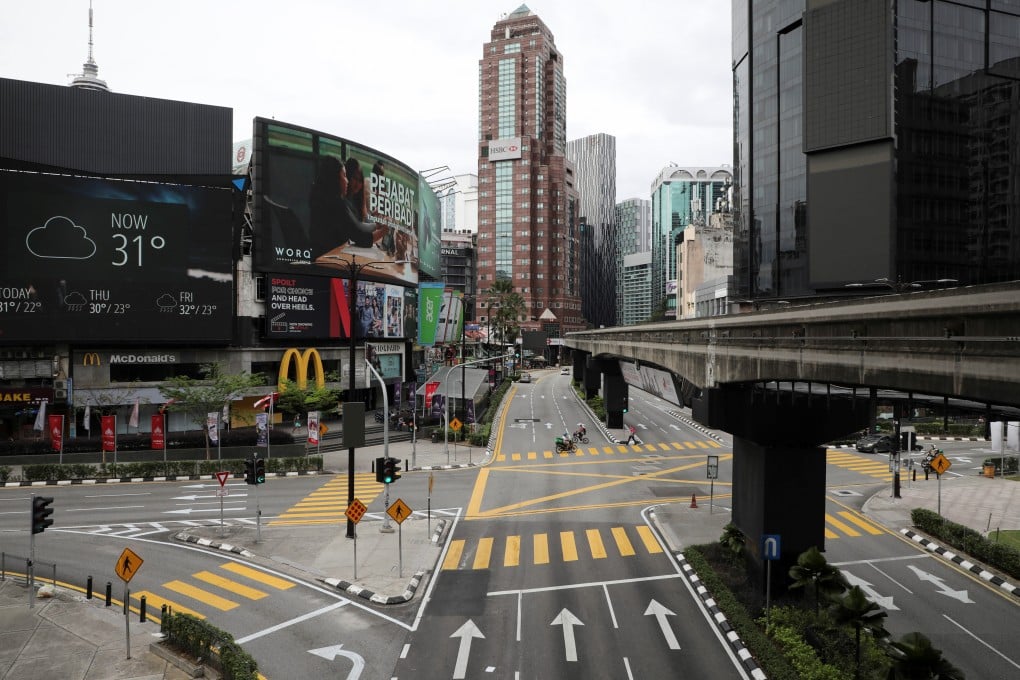 Deserted roads in Kuala Lumpur on the first day of the country’s latest lockdown. Photo: Reuters
