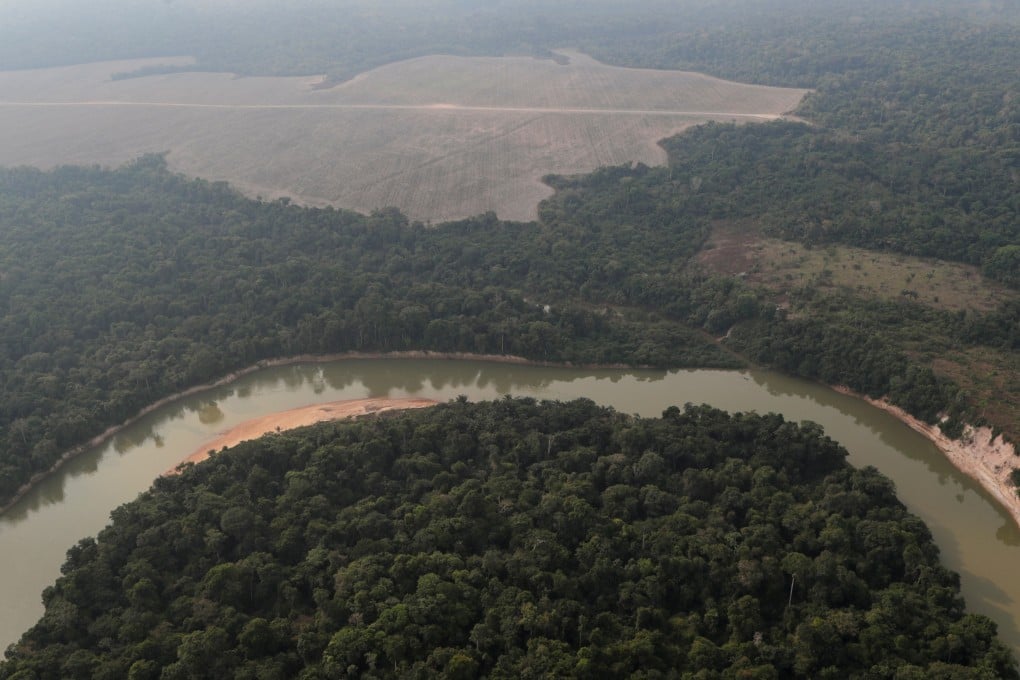 A river and a deforested plot of the Amazon in Brazil. Forests covered about half the Earth’s land area 8,000 years ago but only 30 per cent is now forested. Photo: Reuters