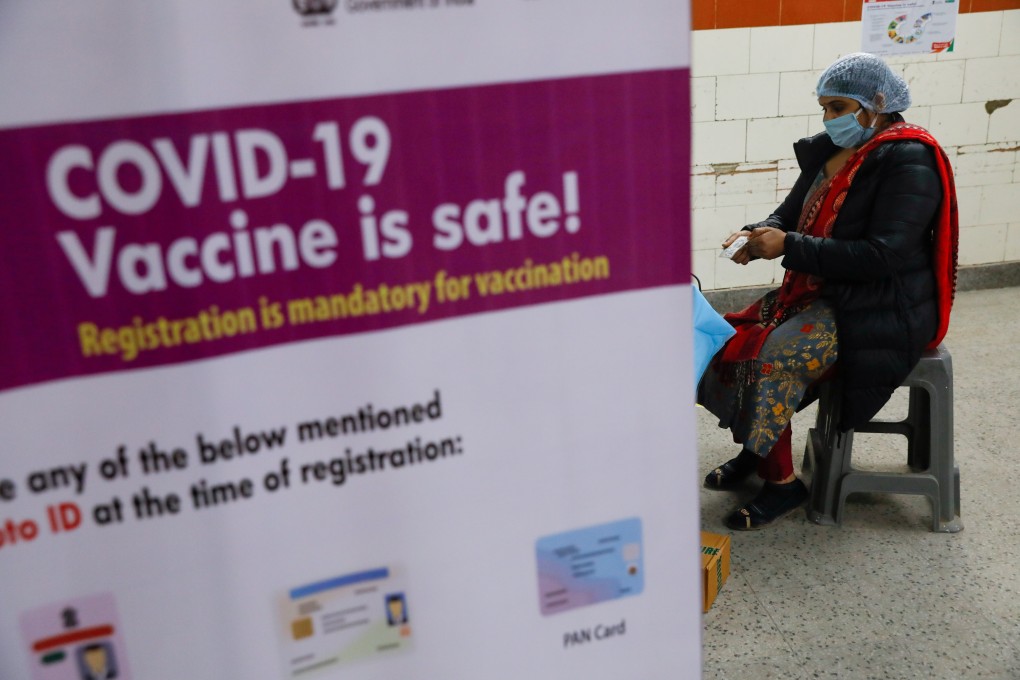 A volunteer registers for a vaccine during a nationwide trial of Covid-19 jab delivery systems at a temporary vaccination centre in New Delhi on January 8. Photo: Reuters