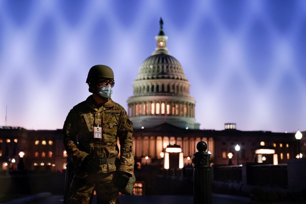 Members of the National Guard gather at the US Capitol. Photo: Reuters