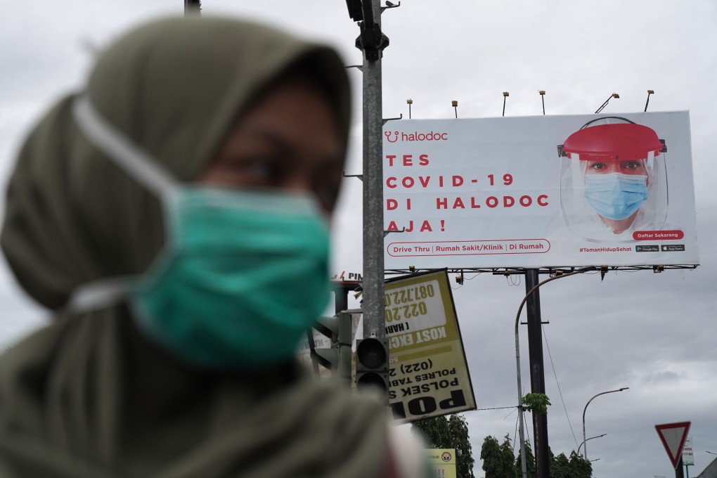 An advertisement for a coronavirus vaccine in Bandung, West Java, Indonesia. Photo: Bloomberg