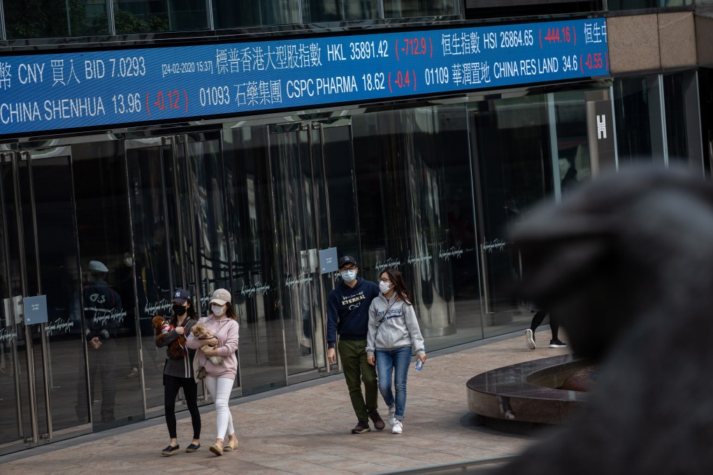 Pedestrians walk past Exchange Square in Central, Hong Kong. Hong Kong stock investors have never been so bullish in greeting a new year since 2011. Photo: EPA-EFE