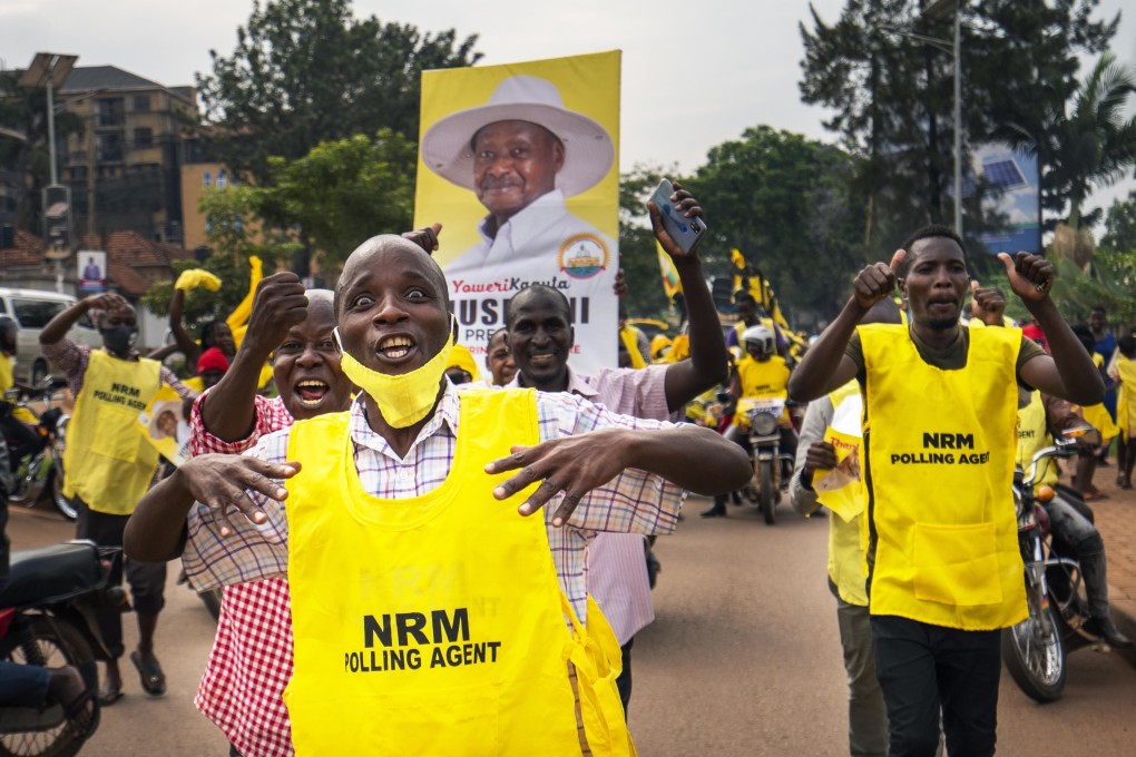 Supporters of Ugandan President Yoweri Museveni celebrate in Kampala. Photo: AP