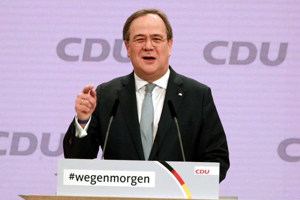 Armin Laschet speaks during a CDU party virtual party congress in Berlin. Photo: AFP