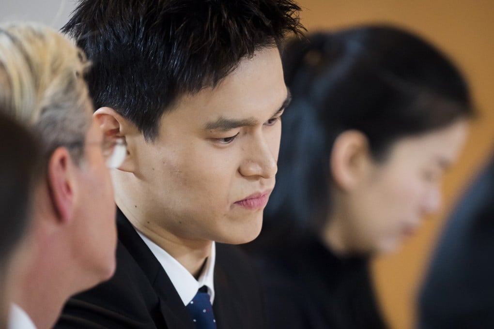 Chinese swimming star Sun Yang at the Court of Arbitration for Sport public hearing in Montreux, Switzerland in 2019. Photo: EPA