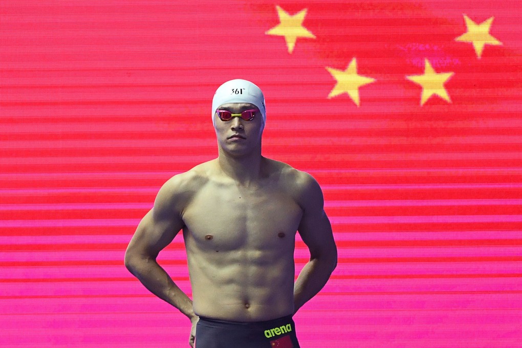 China's Sun Yang prepares for the final of the men's 800m freestyle at the 2019 World Championships. Photo: AFP