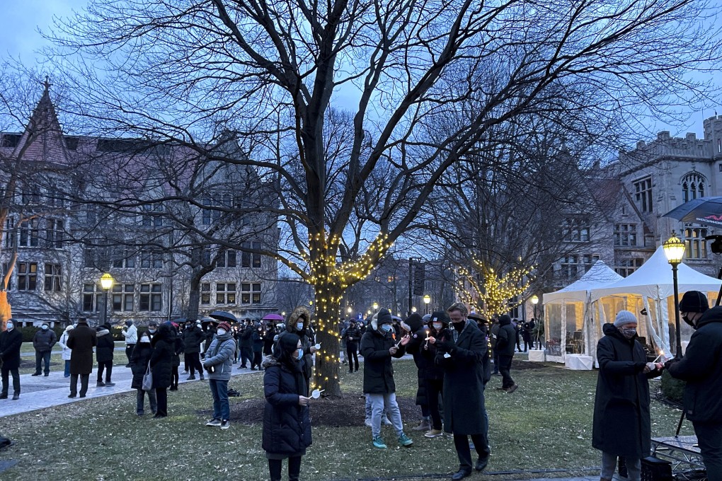 A candlelight vigil to honour Fan Yiran at the University of Chicago. Photo: Weibo
