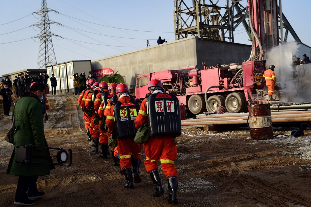 Rescuers at the mine in Shandong province. Photo: AFP