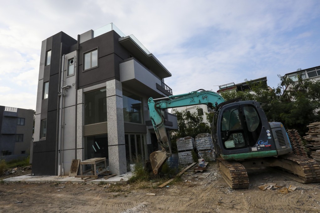 A village house under construction in Yuen Long in October 2020. Photo: Jonathan Wong