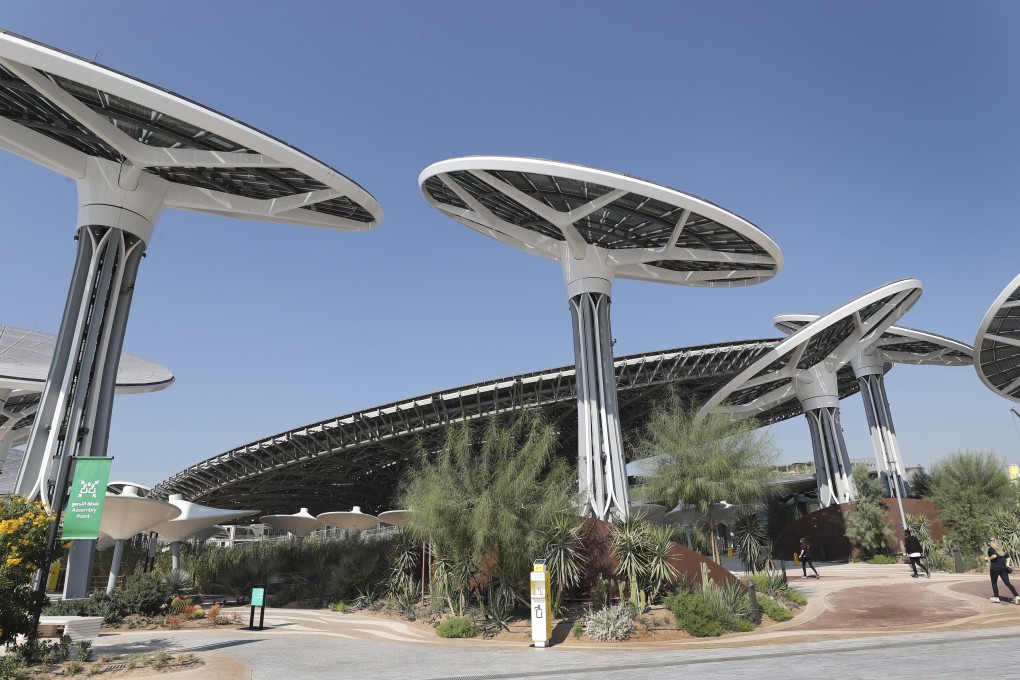 The exterior of the Terra Sustainability Pavilion at the Dubai World Expo site in Dubai, the United Arab Emirates. Photo: AP