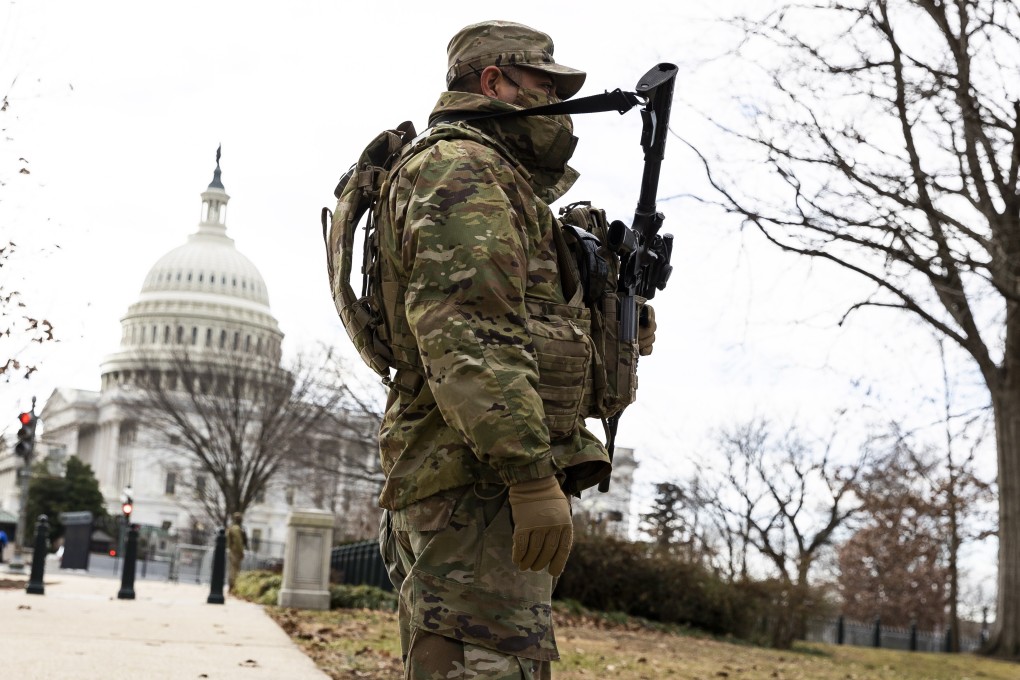 A National Guard soldier stands near the US Capitol building in Washington on Tuesday. Photo: EPA-EFE