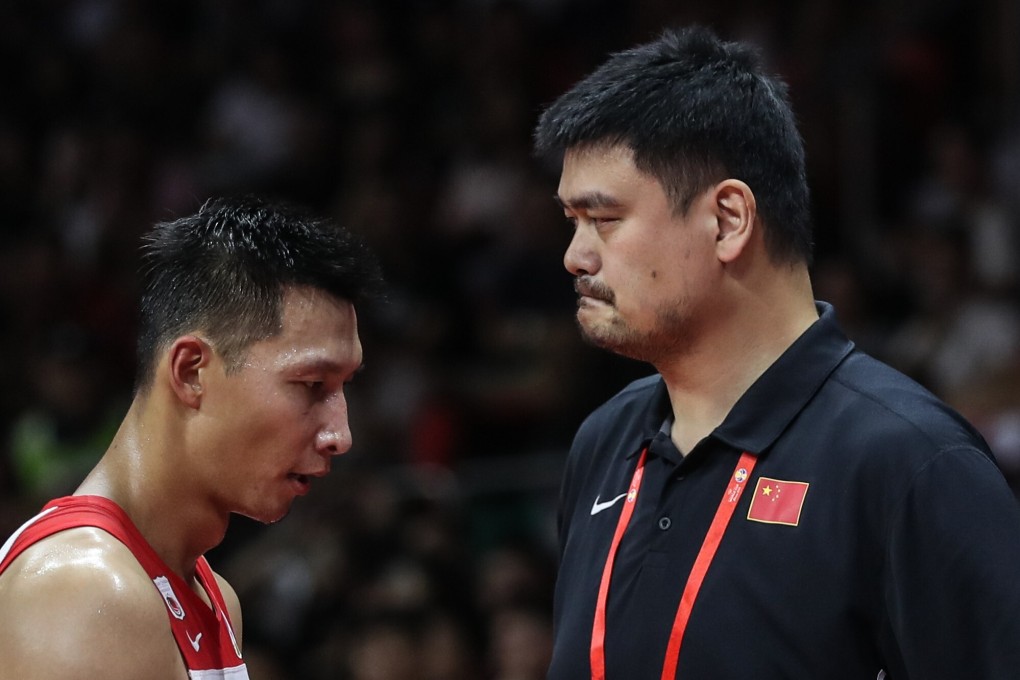 Chinese Basketball Association chairman Yao Ming (right) and China player Yi Jianlian react during a game against Nigeria at the 2019 Fiba World Cup in China. Photo: Xinhua