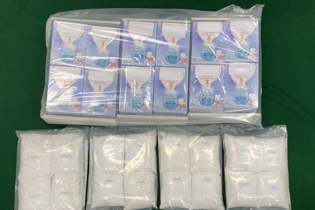 The haul of 19.2kg of ketamine was found hidden in an air consignment that was selected for inspection after arriving at the airport’s cargo terminal last Saturday. Photo: Handout