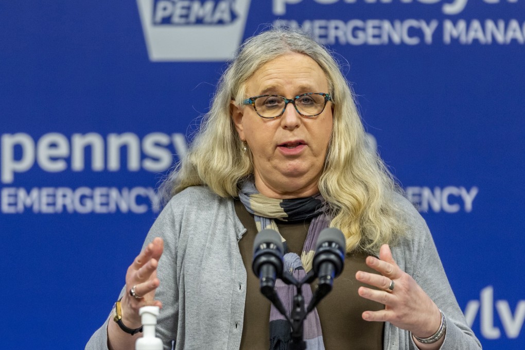 Pennsylvania Secretary of Health Dr Rachel Levine pictured at a press conference in May last year. Photo: AP