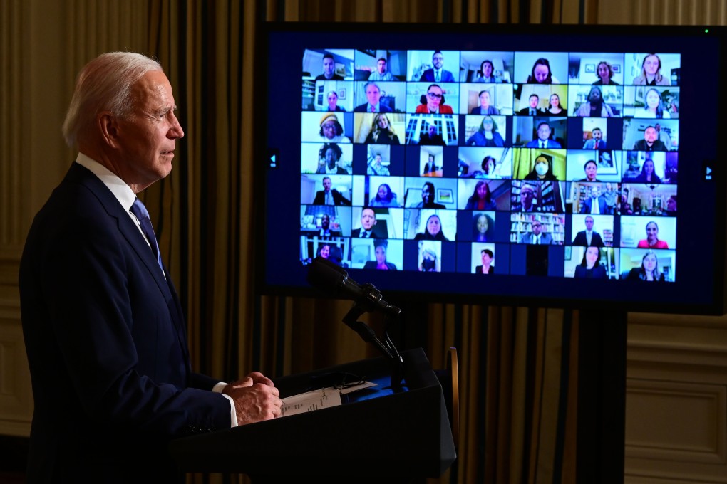 US President Joe Biden swears in presidential appointees during a virtual ceremony at the White House. Photo: AFP