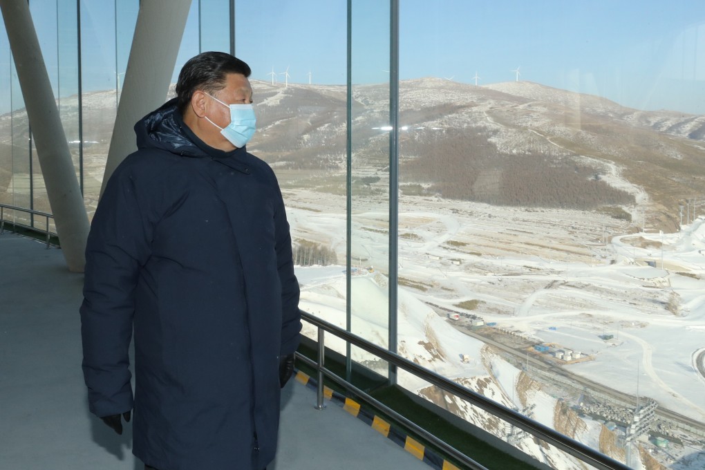 Chinese President Xi Jinping’s choice of a US$1,000 parka to protect him against the cold as he inspected venues for the 2022 Winter Olympics and Paralympics this week triggered a nearly 10 per cent one-day rise in the stock price of China’s Anta Group, which owns the coat’s Canadian brand, Arc’teryx. Photo: Xinhua