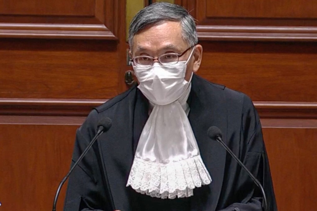 New Chief Justice Andrew Cheung attends the ceremony to mark the opening of the legal year, at the Court of Final Appeal, on January 11, 2021. Photo: Now TV