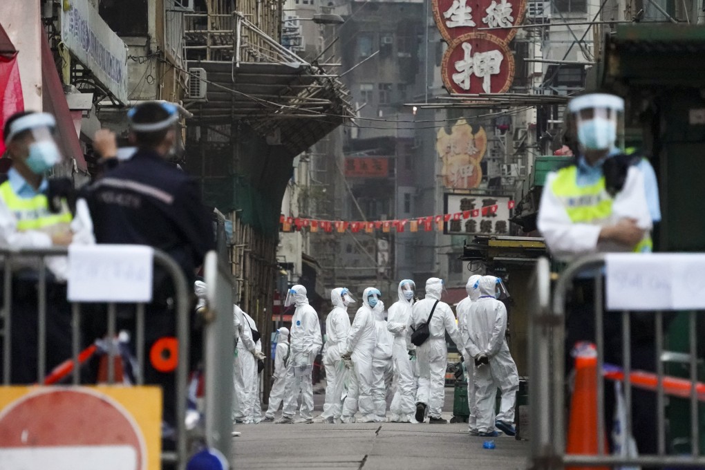 A significant part of Yau Tsim Mong district is under lockdown. Photo: Felix Wong
