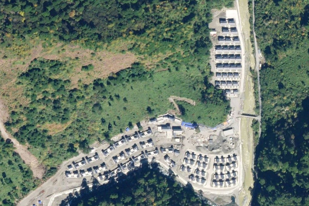 The Chinese village comprises about 100 houses, satellite images show. Photo: Twitter