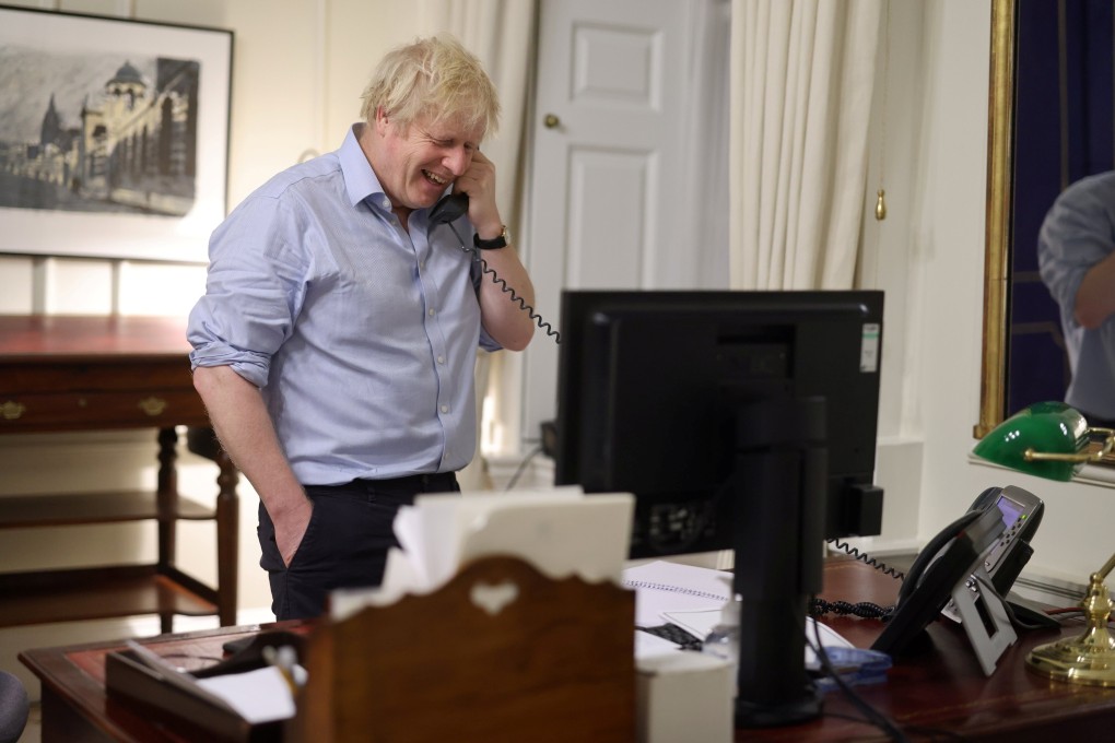 British Prime Minister Boris Johnson speaks to US President Joe Biden from London. Photo: Twitter@BorisJohnson via Reuters