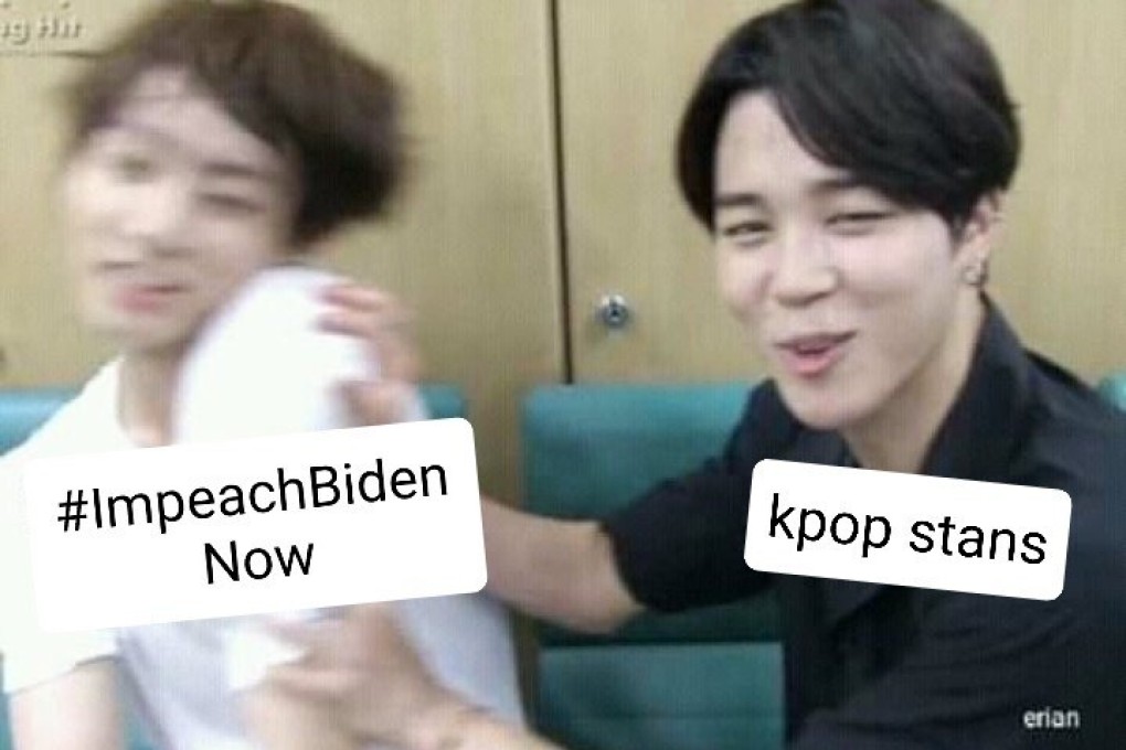 A K-pop meme tagged #ImpeachBidenNow on Twitter. Photo: Twitter