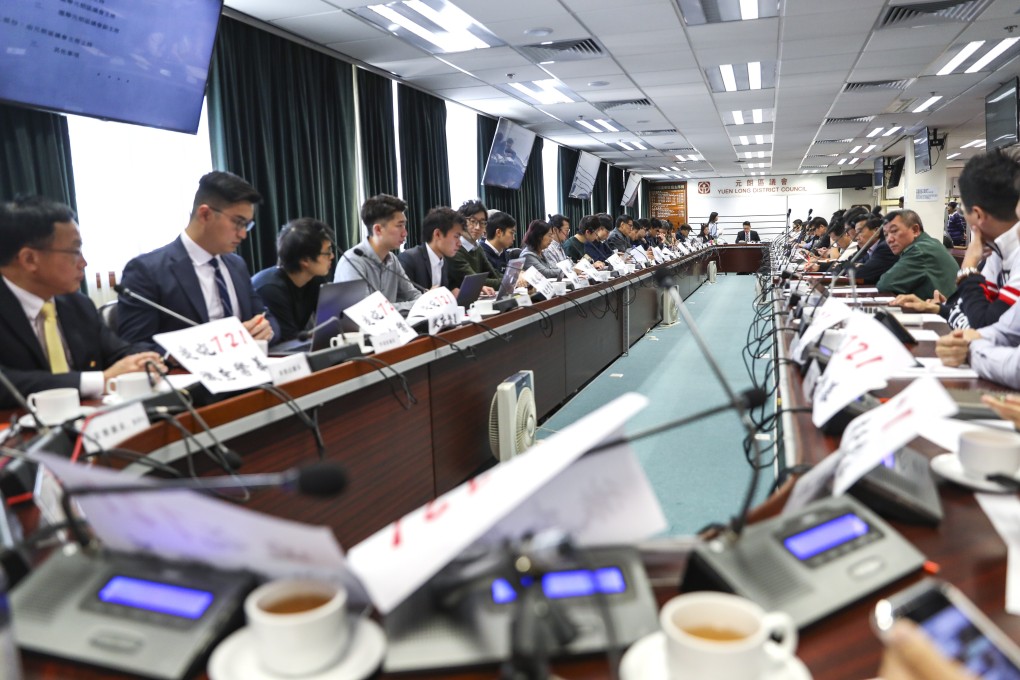 District councillors attend a meeting in Yuen Long last year. Photo: Winson Wong