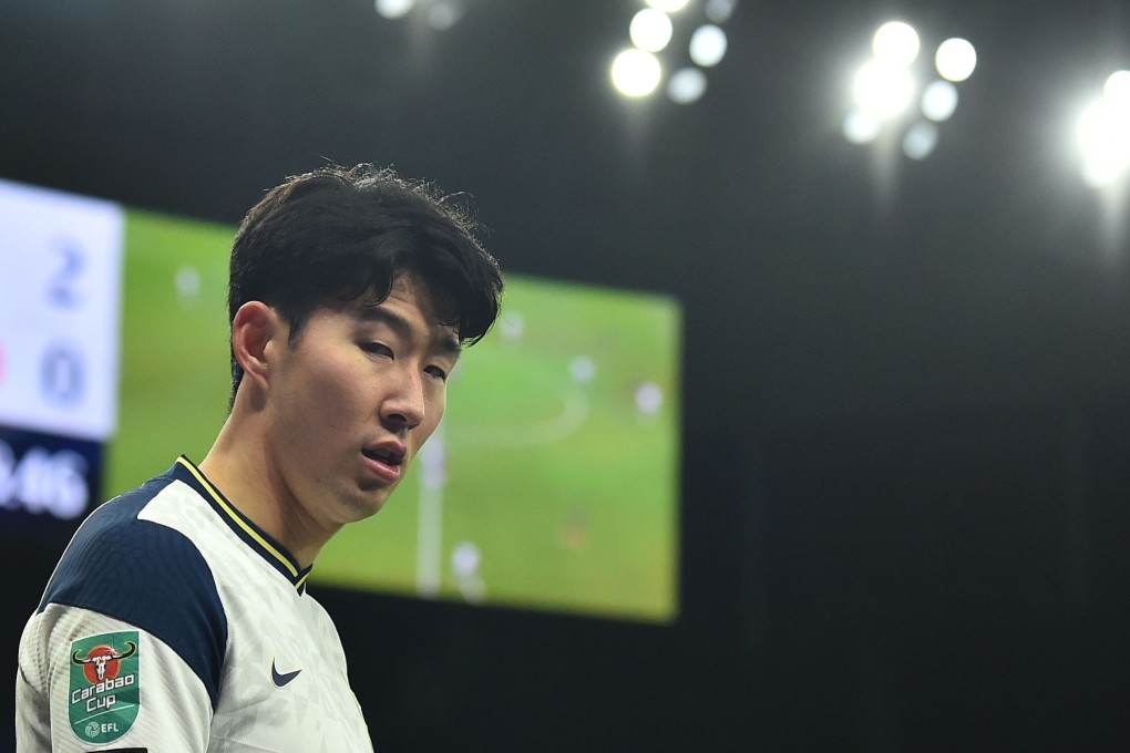Tottenham Hotspur’s South Korean striker Son Heung-min leaves the pitch after being substituted during the English League Cup semi-final, first-leg match against Brentford. Photo: AFP