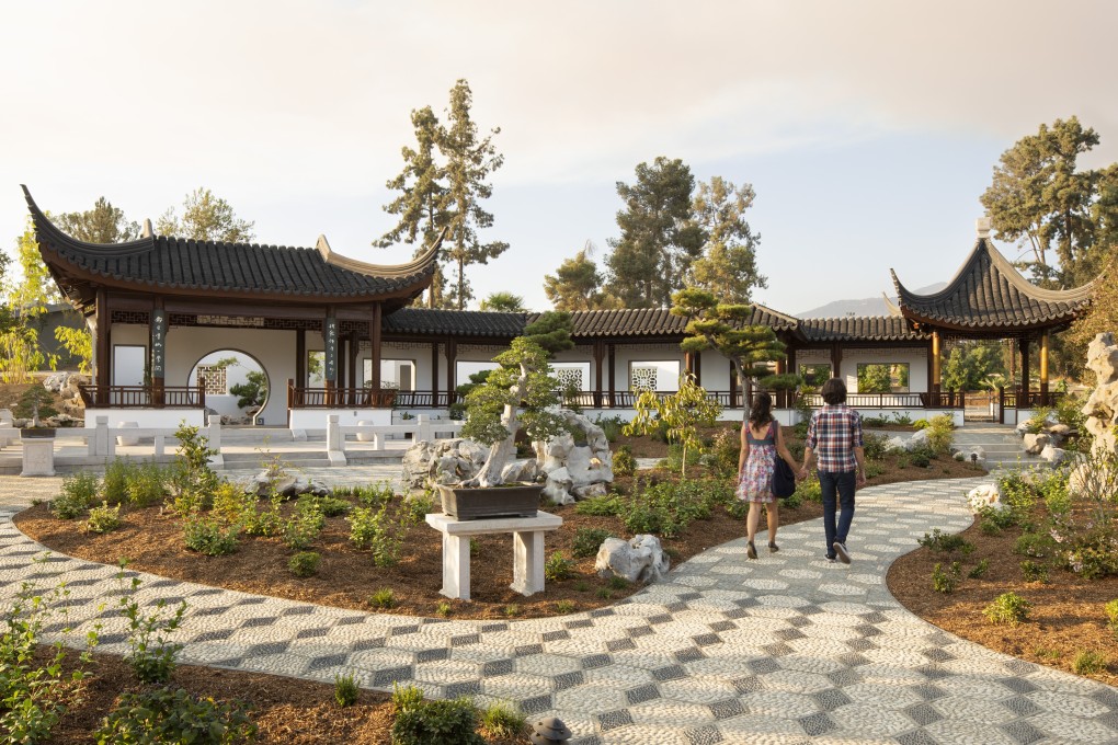 A courtyard that highlights the Chinese art of penjing – similar to Japanese bonsai – at Liu Fang Yuan in San Marino, California. Photo: The Huntington Library, Art Museum and Botanical Gardens.