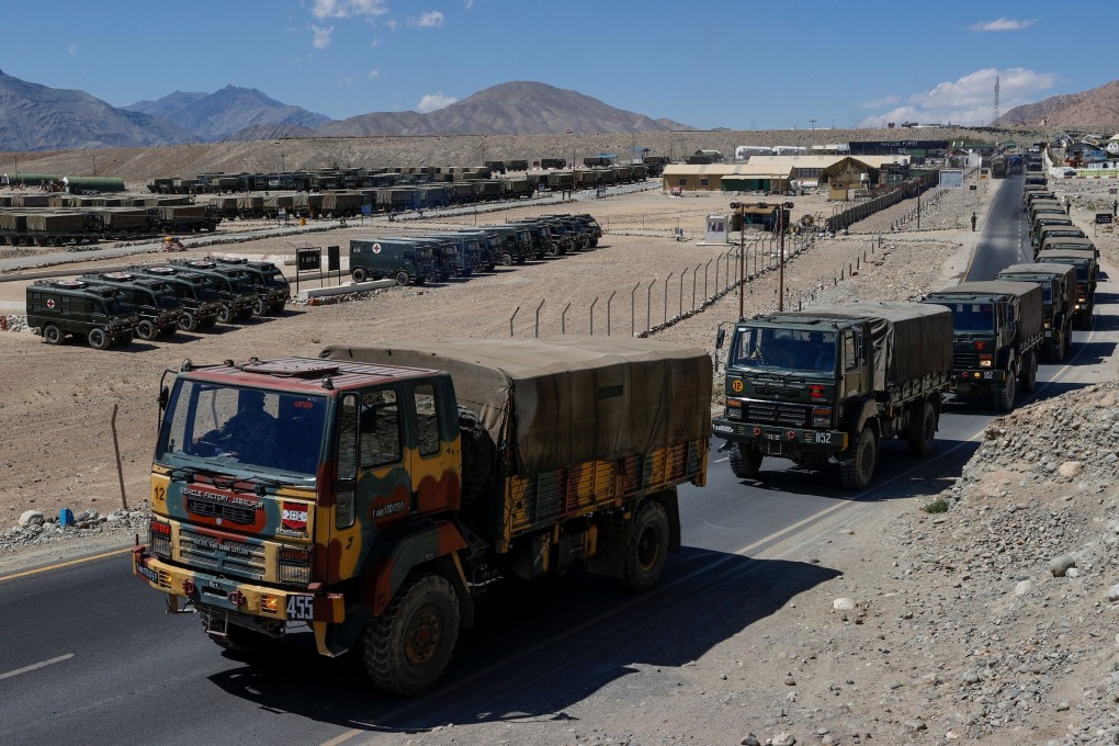 Military trucks seen in the Ladakh region. Photo: Reuters