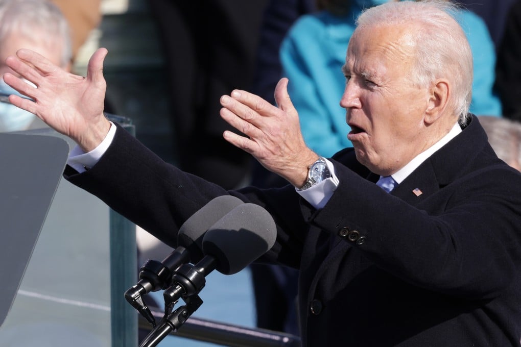 Joe Biden’s choice to wear a US$7,000 Rolex watch on the day he was sworn in did not pass without comment. Photo: Getty Images