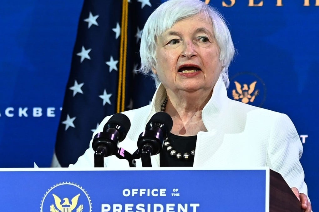 Former US Federal Reserve chairwoman Janet Yellen speaks during a Cabinet announcement event at The Queen theatre in Delaware in December. Photo: AFP