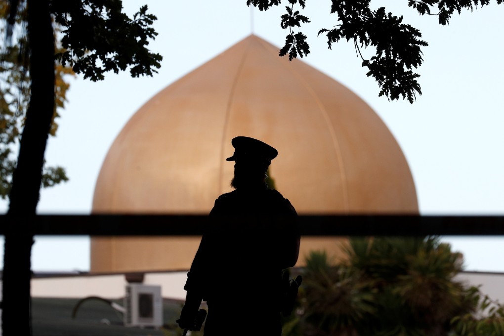 A police officer pictured at the Al Noor mosque in Christchurch on March 17, 2019. Photo: Reuters