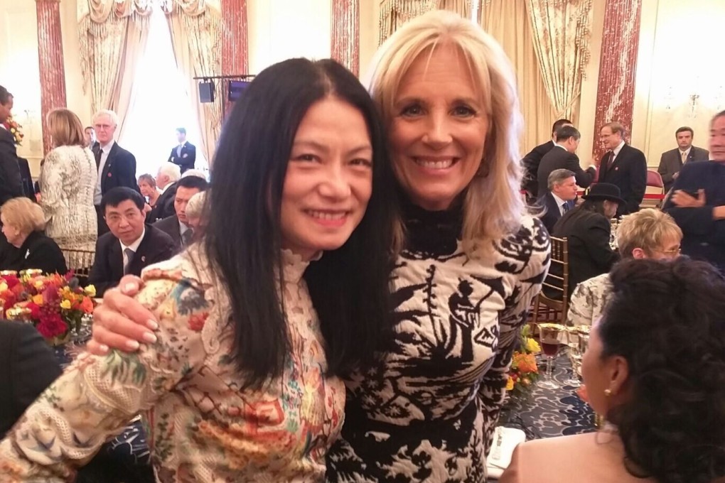 Vivienne Tam (left) has dressed US first lady Jill Biden on a number of occasions, including a state dinner at the White House, and a State Department lunch (pictured), honouring Chinese President Xi Jinping. Photo: Vivienne Tam