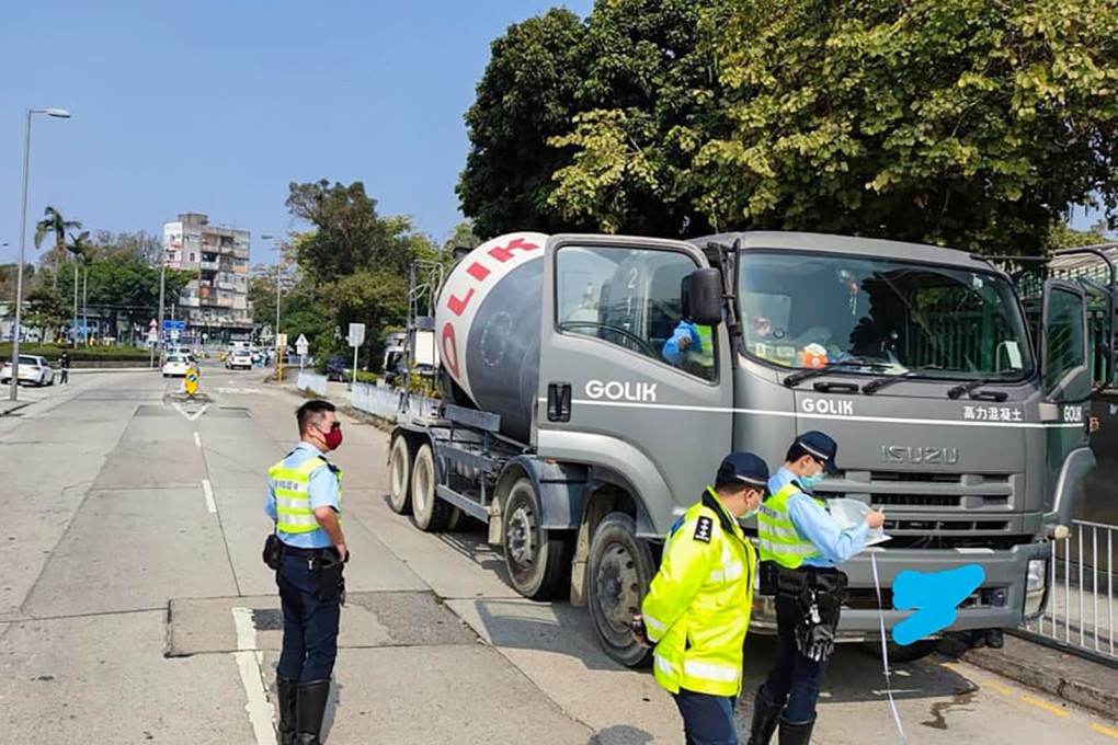 An elderly cyclist died after his bike collided with a dump truck (pictured) at an intersection in northern Hong Kong on Thursday. Photo: Facebook