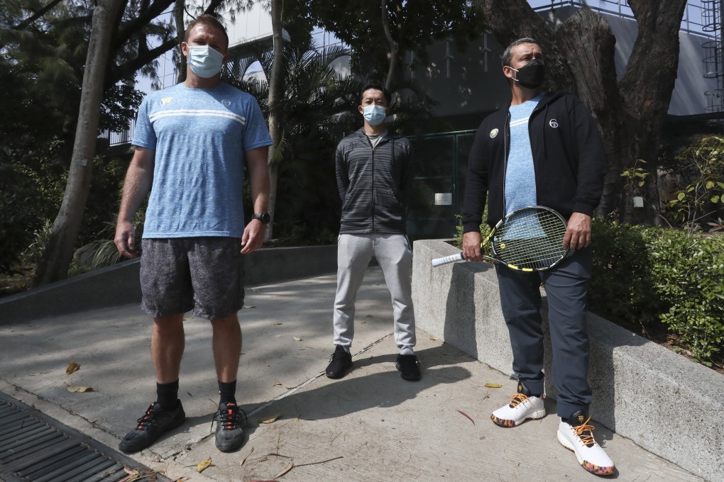 Hong Kong tennis coaches Jason Sankey, Gary Yam and Andrew Town said they are feeling the strain. Photo: Jonathan Wong