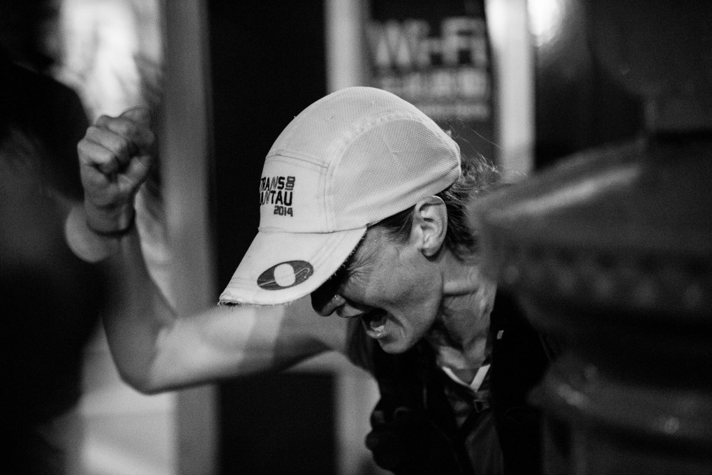 Nikki Han lets out a cry after finishing the Hong Kong Four Trails Ultra Challenge. Photo: Alan Li