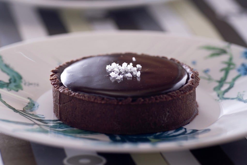 Susan Jung’s chocolate and salted caramel tart. Photography: Koji Studio. Styling: Vivian Herijanto