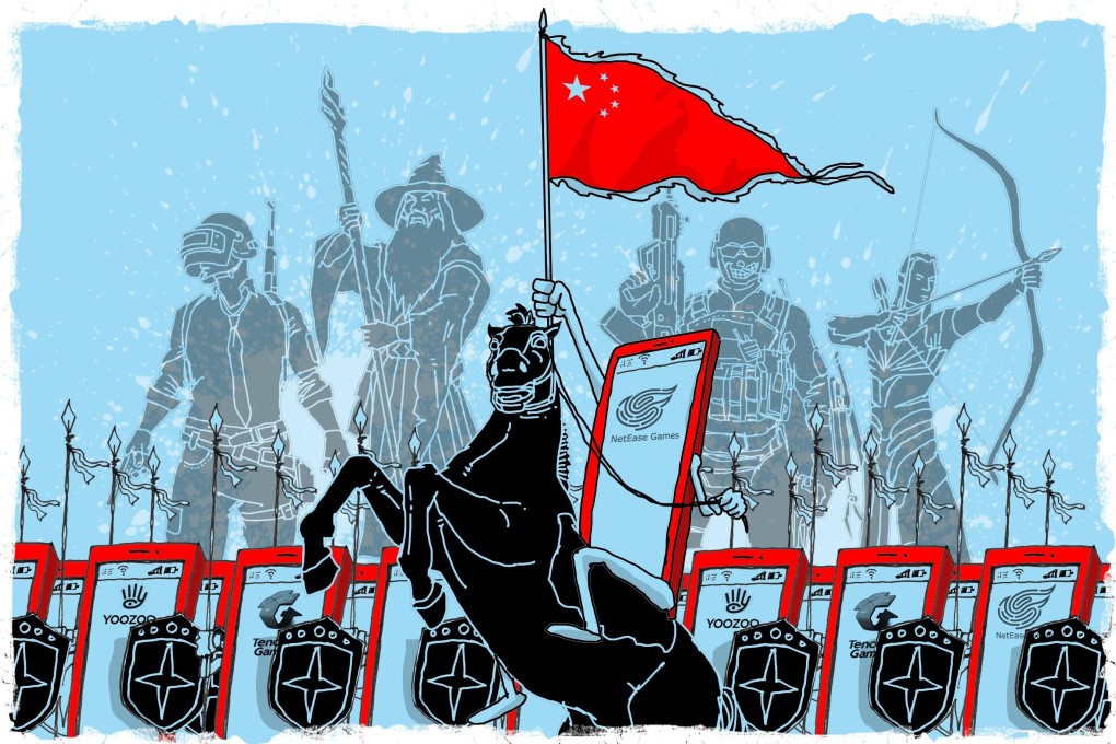 With slowing growth at home, Chinese gaming giants Tencenet and NetEase, along with up-and-comers like Yoozoo, are combining their advantages in developing mobile games and licensing hot properties like Lord of the Rings, Game of Thrones and Harry Potter to expand growth overseas. Illustration: Henry Wong