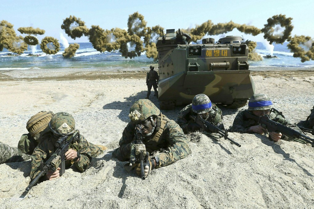 American and South Korean marines take part in an amphibious exercise in 2016, before the countries began to pause their joint military drills. Photo: AP