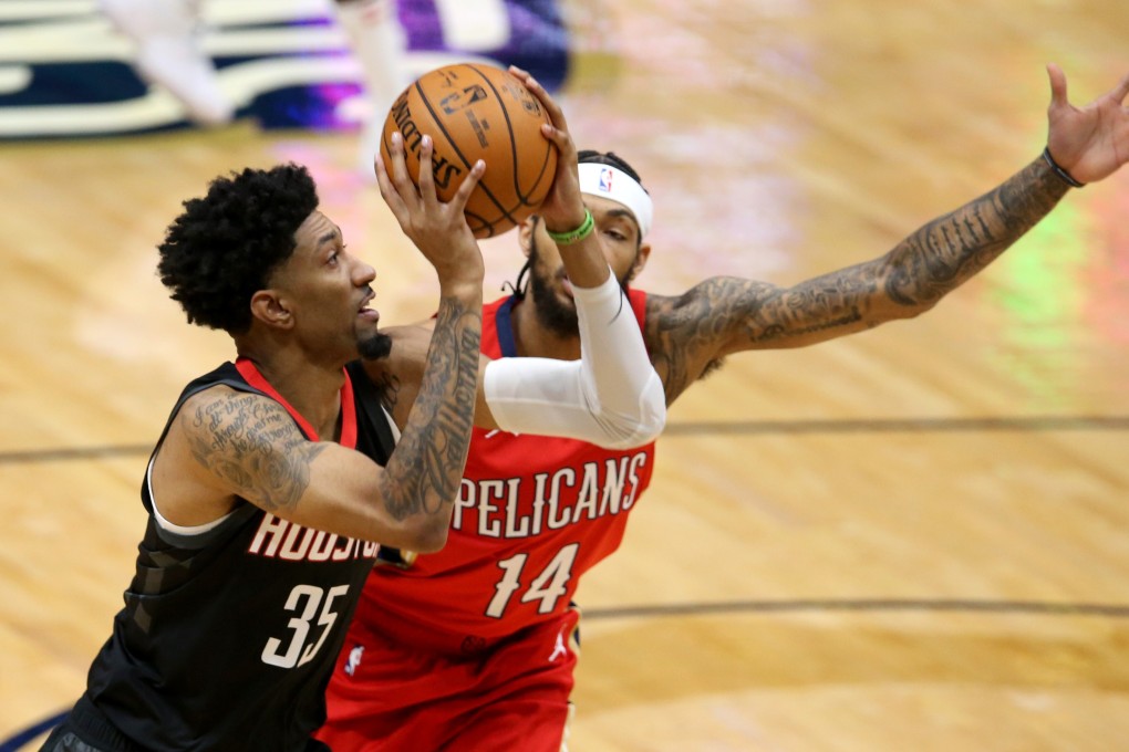Houston Rockets centre Christian Wood shoots while defended by New Orleans Pelicans forward Brandon Ingram. Photo: USA Today Sports
