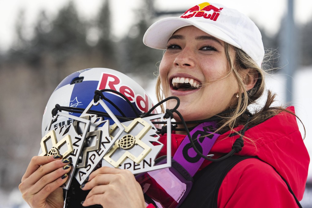 Winter X Games rookie Eileen Gu holds her two gold medals and one bronze after winning the women’s ski slopestyle final at the 2021 Winter X Games. Photo: Kelsey Brunner/The Aspen Times via AP