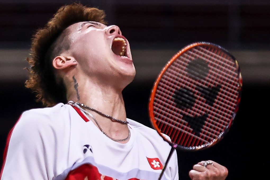 Lee Cheuk-yiu celebrates after beating Indonesia’s Anthony Ginting in the second round at the Toyota Thailand Open in Bangkok. Photo: AFP/Badminton Association of Thailand