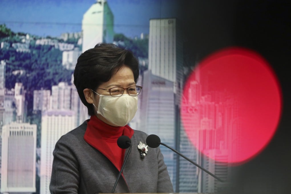 Chief Executive Carrie Lam meets the press in Tamar before the Executive Council meeting on February 2. Photo: Nora Tam