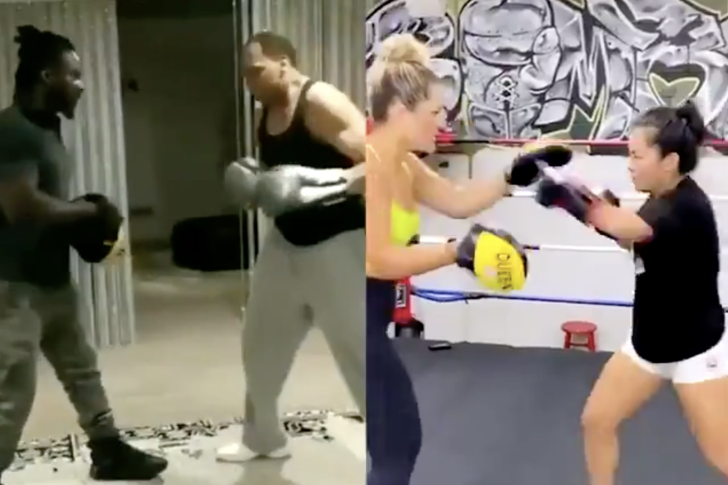 Stephen A Smith (left) spars in a video comparing his technique to Bi Nguyen (right). Photo: Twitter