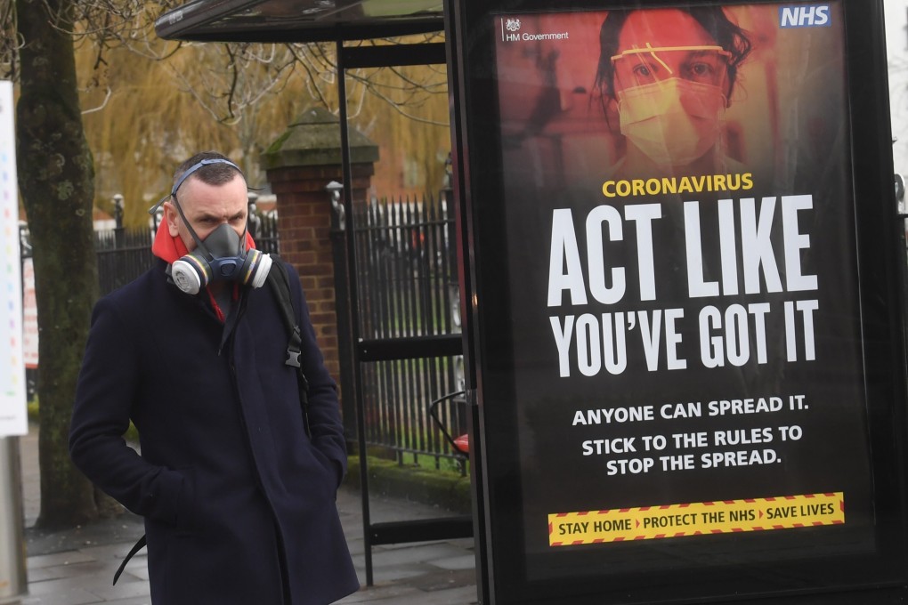 A overnment coronavirus notice in Ealing, west London. Photo: EPA