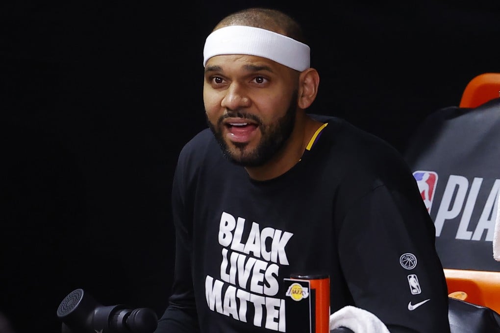 Los Angeles Lakers forward Jared Dudley sits on the bench during the third quarter in game five of the Western Conference first-round play-off series against the Portland Trail Blazers at AdventHealth Arena at ESPN Wide World Of Sports Complex on August 29, 2020. Photo: TNS